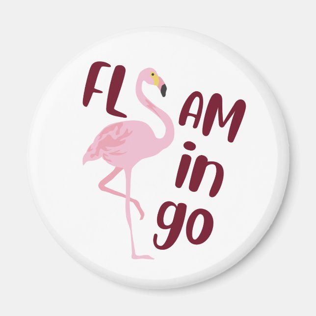 Playful Pink Flamingo Typography Art Magnet (Front)