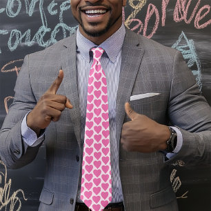 Playful Pink Fuchsia Hearts Valentine Pattern Tie