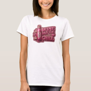 Playful Pink GOOD WINE GOOD VIBES 3D Text Art T-Shirt