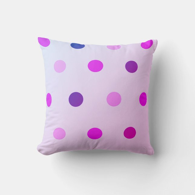  “Playful Pink -Purple Polka Dot Patt-Throw Pillow (Front)