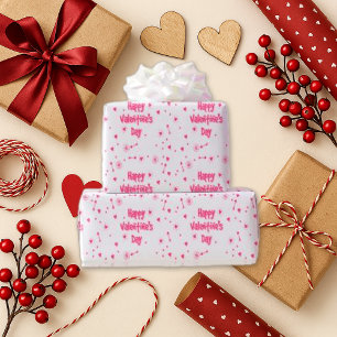 Playful Pink Red Valentine Text Wrapping Paper