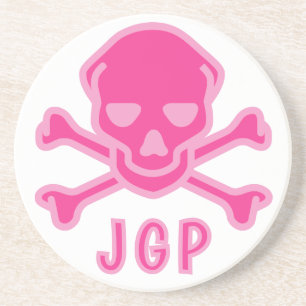 Playful Pink Skull Crossbones Infant Coaster