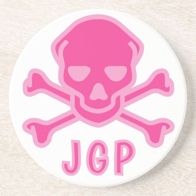 Playful Pink Skull Crossbones Infant Coaster (Front)