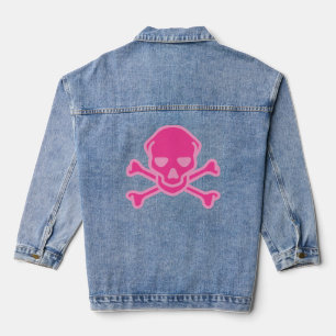 Playful Pink Skull Crossbones Infant Denim Jacket