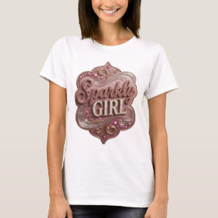 Playful Pink SPARKLY GIRL Design T-Shirt