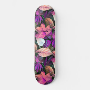 Playful Pink Swag Foliage in Cute Artistic Style Skateboard