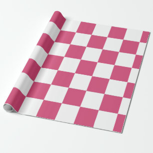 Playful Pink White Checkered – Sweet Cheerful Wrapping Paper
