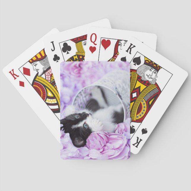 Playful "Pippa" Purple Floral Playing Cards (Back)