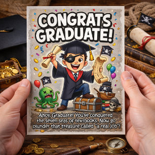 Playful Pirate‑Themed Graduation Design Holiday Card