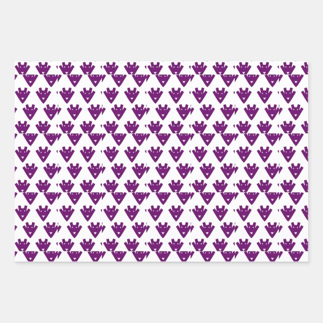 Playful Pixel Faces – Retro-Inspired Geometric Cha Wrapping Paper Sheet (Front)