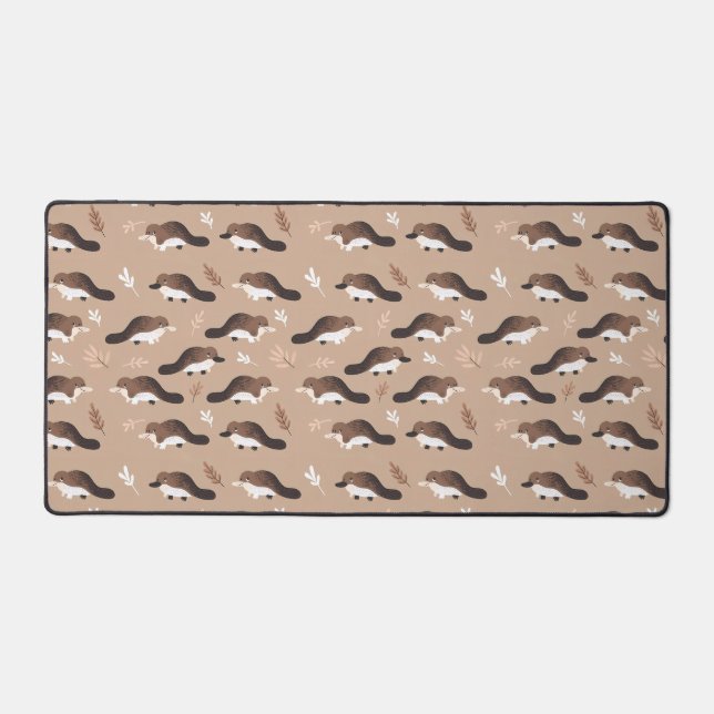 Playful Platypus Pattern Desk Mat (Front)