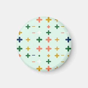 Playful Plus Signs Geometric Retro Pattern Magnet