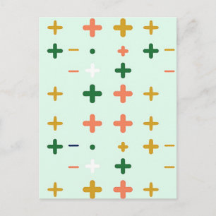 Playful Plus Signs Geometric Retro Pattern Postcard