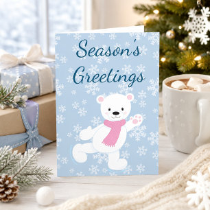Playful Polar Bear Season’s Greetings Holiday Card