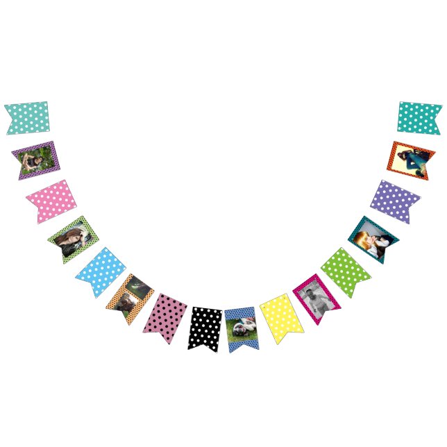 Playful Polka Dot Custom Photo Collage Dorm Room Bunting (All)