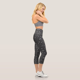 Playful Polka Dot Leggings: White on Blue Capri L Leggings