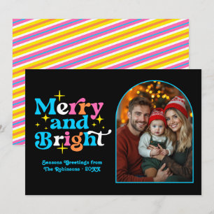Playful Pop Art Modern Christmas Family Photo Holiday Card