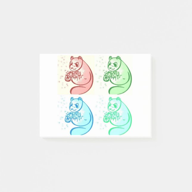 Playful Pop Art Panda Bear Post-it Notes (Front)