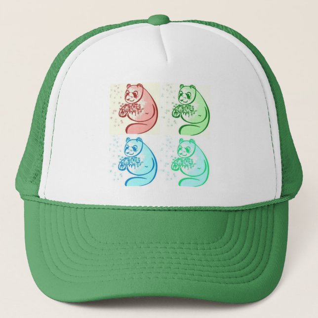 Playful Pop Art Panda Bear Trucker Hat (Front)