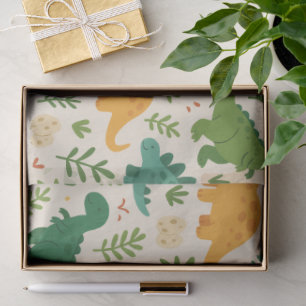Playful Prehistoric Dinosaur Pattern Cheerful Leaf Tissue Paper