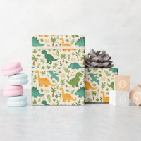 Playful Prehistoric Dinosaur Pattern Cheerful Leaf