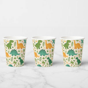 Playful Prehistoric Dinosaur Pattern Kids Birthday Paper Cups