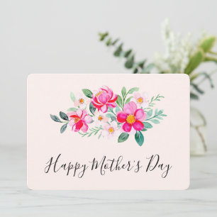 Playful Pretty Pink Flower Bouquet Mother's Day Holiday Card