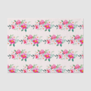 Playful Pretty Pink Flower Bouquet Pattern Tissue Paper