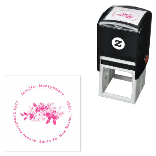 Playful Pretty Pink Flower Bouquet Self-inking Stamp