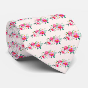 Playful Pretty Pink Flower Bouquet Tie