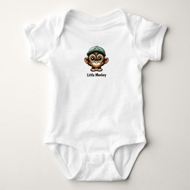 Playful Primate with a Green Hat Baby Bodysuit (Front)