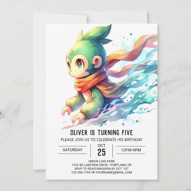 Playful Printable Monkey Birthday Invitation (Front)