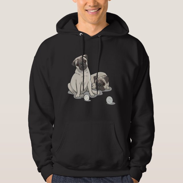 Playful Pug Design Hoodie (Front)