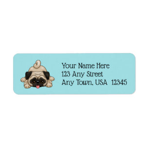 Playful Pug Puppy Return Address Labels
