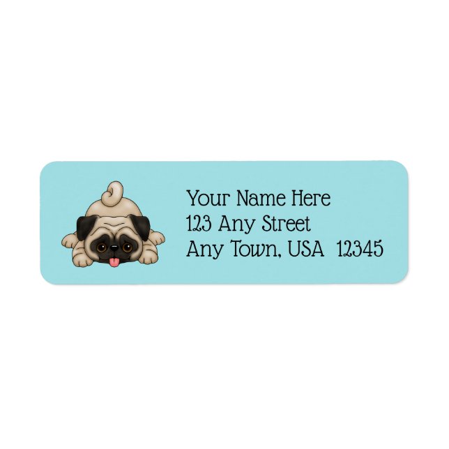 Playful Pug  Puppy Return Address Labels (Front)