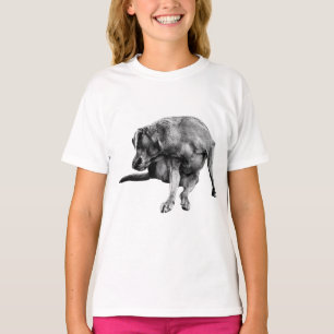 Playful Pup in Grayscale Style T-Shirt