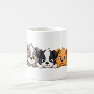 Playful Puppies Cartoon – Funny Dog Expressions Coffee Mug