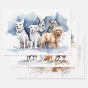 Playful Puppies in the Park Wrapping Paper Sheet
