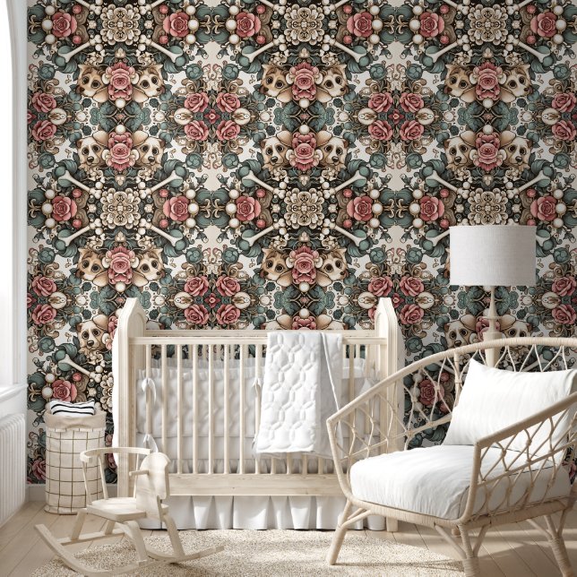 Playful Pups & Blossoming Vines Wallpaper (Kids)