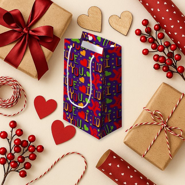 Playful Purple Colourful I Love You Small Gift Bag (Creator Uploaded)