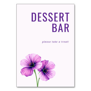 Playful Purple Floral Dessert Bar Sign Table Number