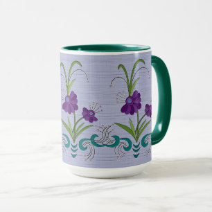 Playful Purple Flower w/Tumbling Teal Swirls Mug