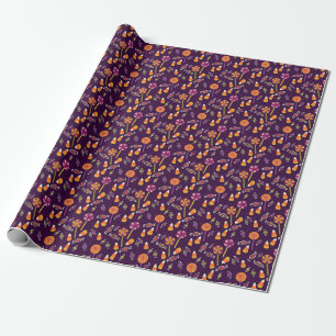 Playful Purple Halloween Treats Wrapping Paper