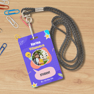 Playful Purple Student ID Card  ID Badge