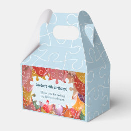 Playful Puzzle Balloon 4th Birthday Party Favour Box