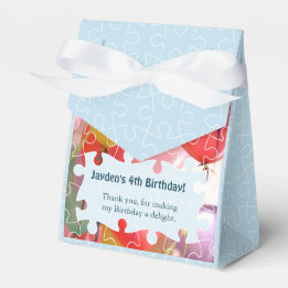 Playful Puzzle Balloon 4th Birthday Party  Favour Box