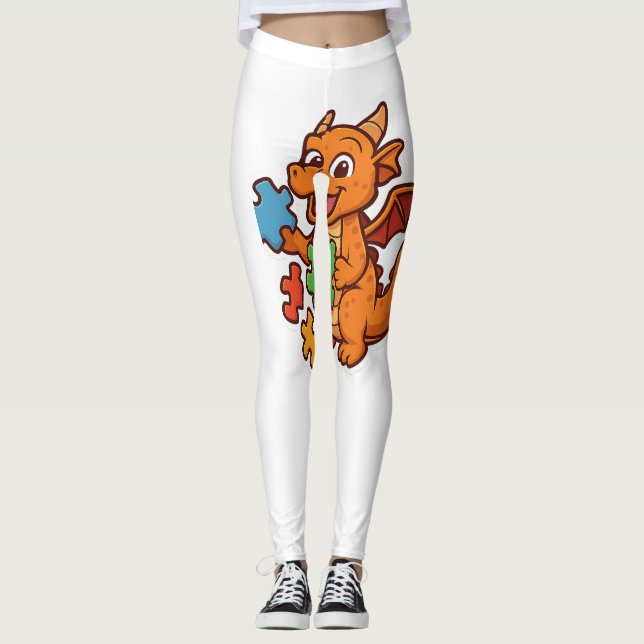 Playful Puzzle Dragons Leggings (Front)