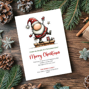 Playful Quirky Santa Classic Christmas Greeting   Holiday Card