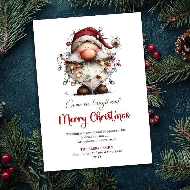 Playful Quirky Santa Classic Red Green Greeting Holiday Card (Playful Quirky Santa Classic Red Green Greeting)