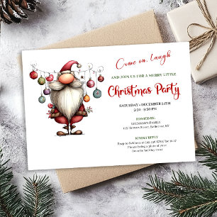 Playful Quirky Santa Watercolor Christmas Party Invitation